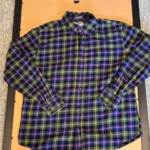 St. John's Bay Blue and Green Casual Button Down Flannel Mens Size Large